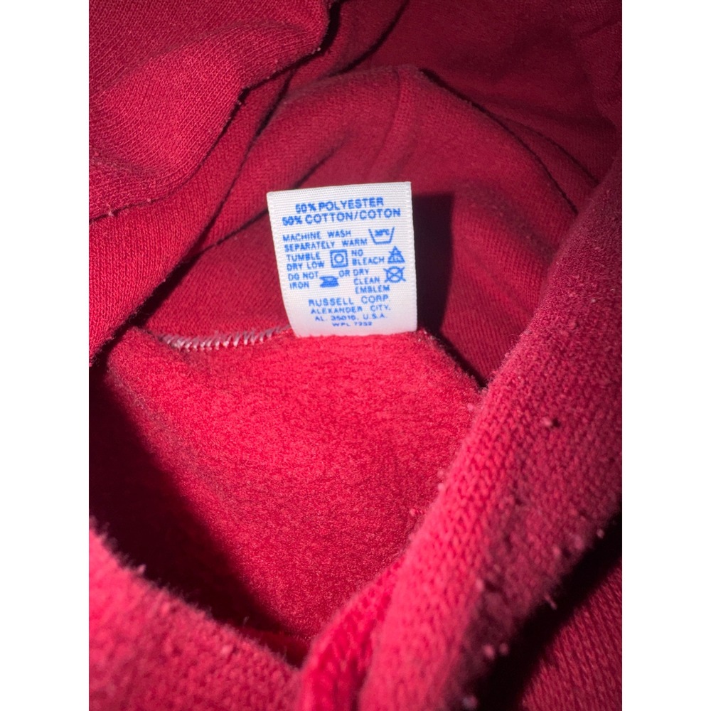 Vintage 80s Russell Athletic Beta Theta Pi Hoodie Red Stitched Greek Letters M - Picture 4 of 7